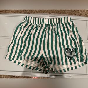 Zoe + Liv Green and White Striped Shorts